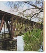 Railroad Bridge In Muscle Shoals Alabama Wood Print