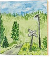 Railroad Crossing Wood Print