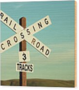 Railroad Crossing Wood Print