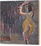 Rain Dancer In Yellow Dress Wood Print