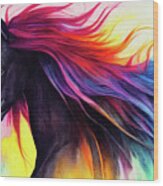 Rainbow Stallion Wood Print