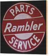 Rambler Service Vintage Sign Wood Print