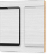 Realistic Vector Illustration Of White And Black Digital Tablet  Template. Modern Digital Devices Wood Print