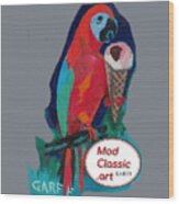 Red Ara With Ice Cream Modclassic Art Wood Print