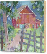 Red Barn Wood Print