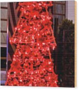 Red Christmas Tree Wood Print