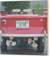 Red Convertible Amphicar Wood Print