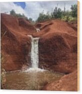 Red Dirt Falls Wood Print