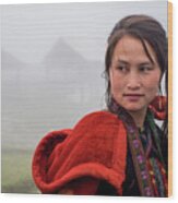 Red Hmong Lady Wood Print