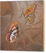 Red Sandstone And Ca Butterflies Wood Print