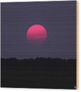 Red Sun Sunset Wood Print