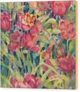 Red Tulips Wood Print