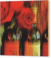 Red Wines And Roses Ii Wood Print