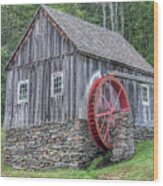 Red Waterwheel Of Vermont Wood Print