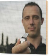Referee Holding Whistle Wood Print