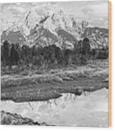 Reflection Of Clouds On Water, Beaver Pond, Teton Range, Grand Teton National Park, Wyoming, Usa Wood Print