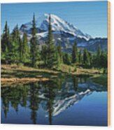 Reflection Pond, Mount Rainier Wood Print