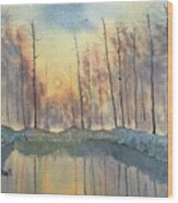 Reflections Of Sunrise Wood Print