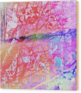 Remixed Under The Trees Colorful Abstract Landscape Wood Print