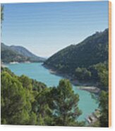 Reservoir And Castle Of Guadalest Wood Print