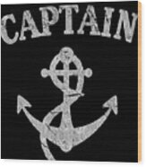 Retro Captain Of The Ship Wood Print