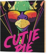 Retro Giraffe Cutie Pie Cool Sunglasses Wood Print