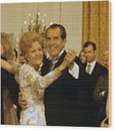 Richard And Pat Nixon Dancing At The White House - 1971 Wood Print