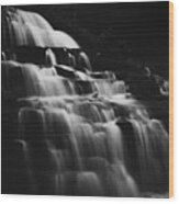 Ricketts Glen Waterfall Black And White Smooth Wood Print