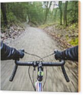 Riding The Trails In Collserola Wood Print