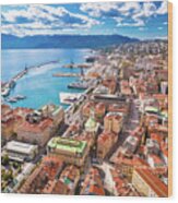 Rijeka City Center And Waterfront Aerial View Wood Print