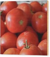 Ripe Tomatoes In Bowl Vertical Wood Print