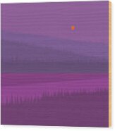 River Valley Under A Purple Sky Wood Print