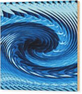 Fractal Rolling Wave Blue Wood Print