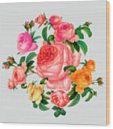 Romantic Rose Wreath Wood Print