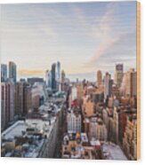 Rooftop View Of Midtown Manhattan Skyline, New York City Wood Print