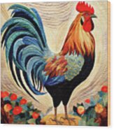 Rooster - King Of The Barnyard Wood Print