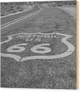 Route 66 Black And White Wood Print