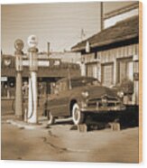 Route 66 - Old Service Station Wood Print
