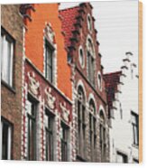 Row House Colors In Bruges Wood Print