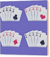 Royal Flush Gambling Playing Cards Wood Print
