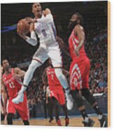 Russell Westbrook And James Harden Wood Print