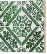 Rustic Green Tiles Mosaic Design Decorative Art Wood Print
