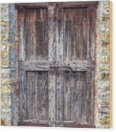 Rustic Weathered Brown Wood Door Wood Print