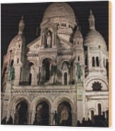 Sacre Couer At Night Wood Print