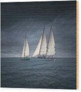 Sail Into The Storm Wood Print