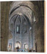 Saint Victor Medieval Abbey Interior In Marseille Wood Print