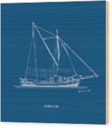 Sakoleva - Traditional Greek Sailing Ship - Blueprint Wood Print
