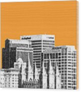 Salt Lake City Skyline - Orange Wood Print