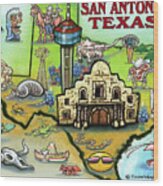 San Antonio Texas Wood Print