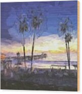 San Clemente Sunset Abstract Wood Print